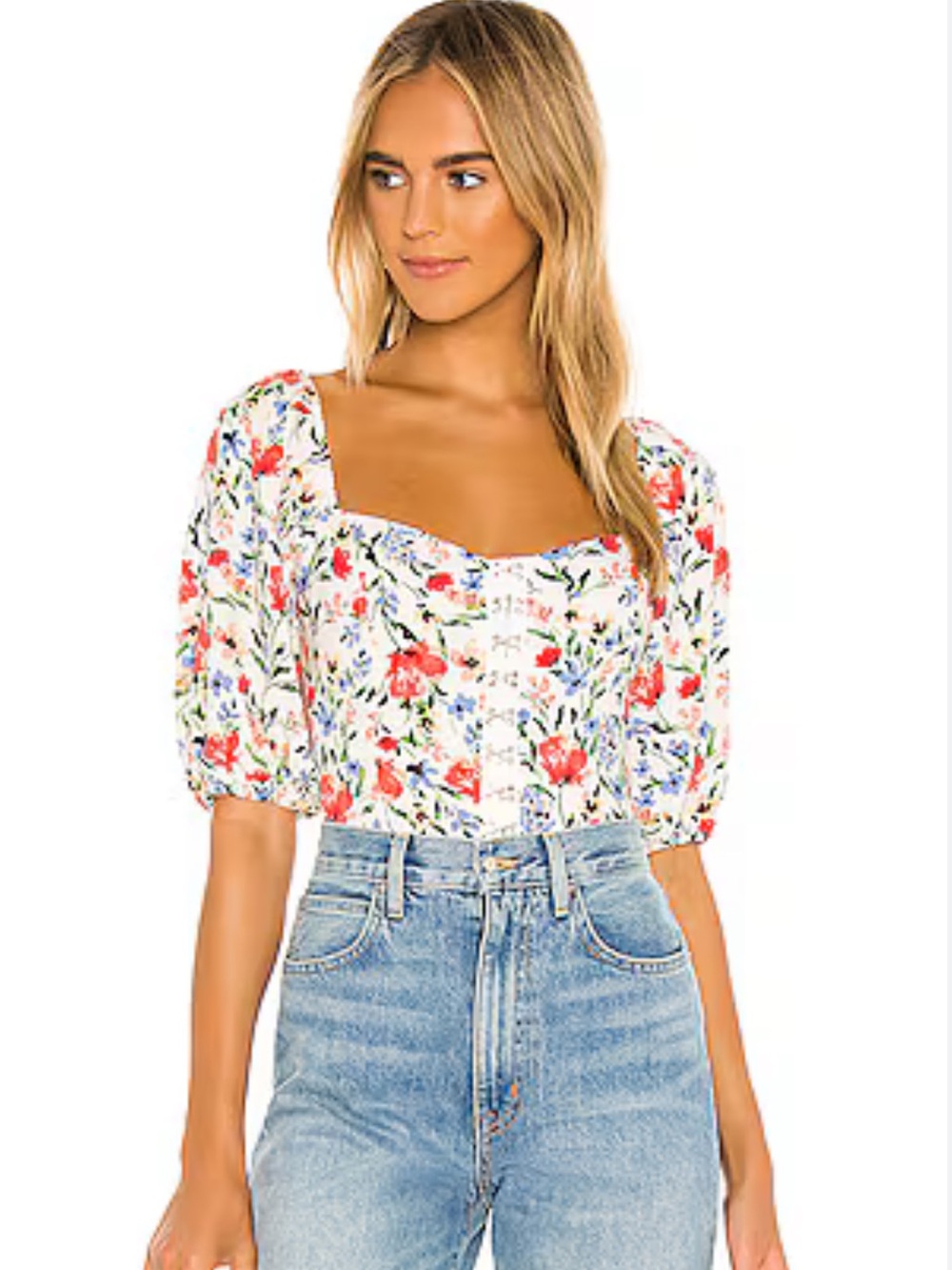 ASTR The Label Hook & Square Neck Floral Top. XS